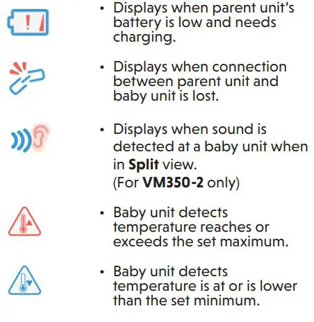 vtech VM350 Full Color Video Monitor User Guide - Alert icon