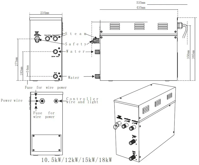 VIDALUX Vida 3kwGen 3kw Steam Room Generator - Blueprint 3