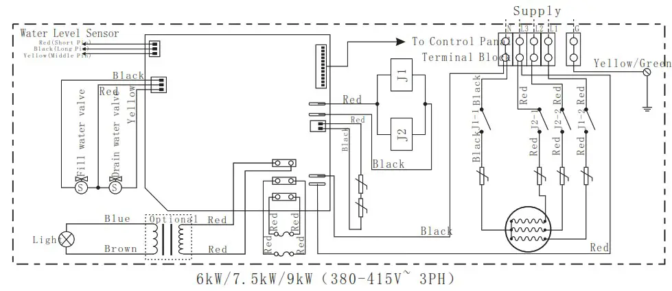 VIDALUX Vida 3kwGen 3kw Steam Room Generator - Wiring Diagram