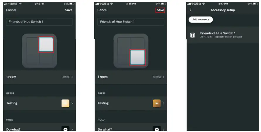 Zigbee Green Power Switch SR-ZGP2801K4-FOH Installation Guide - Configure the Switch through Hue App