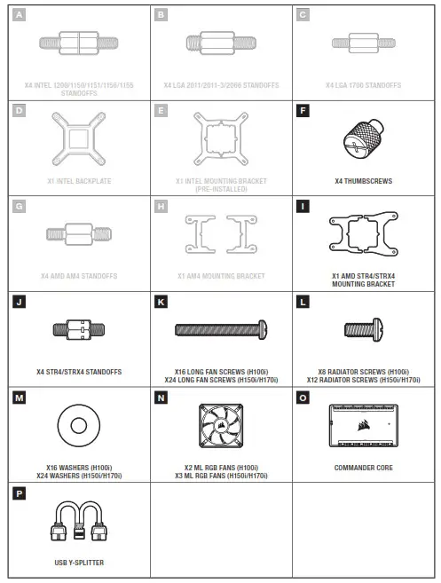 CORSAIR H100i Elite LCD Extreme Performance LCD Liquid CPU Cooler - Highlighted parts