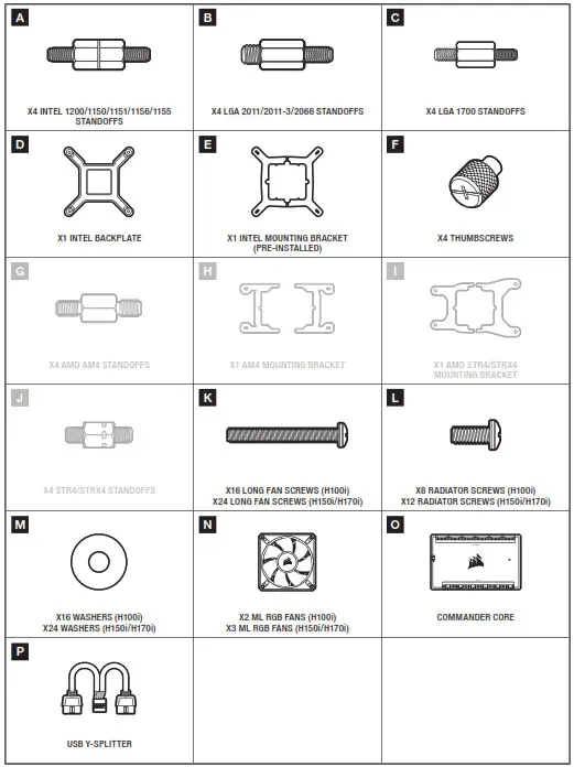 CORSAIR H100i Elite LCD Extreme Performance LCD Liquid CPU Cooler - INCLUDED HARDWARE