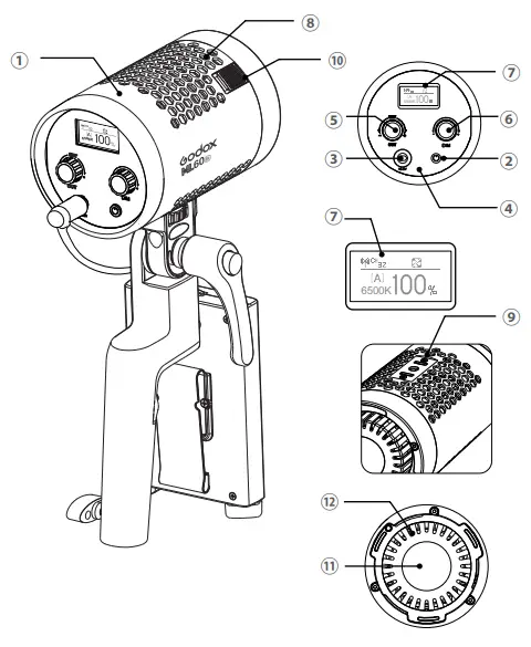 Godox ML60Bi Bi-color LED Video Light-Parts