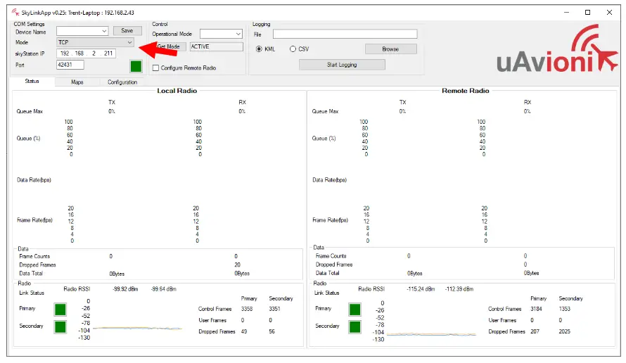 uAvionix microLin - skyLinkApp and Mission Planner