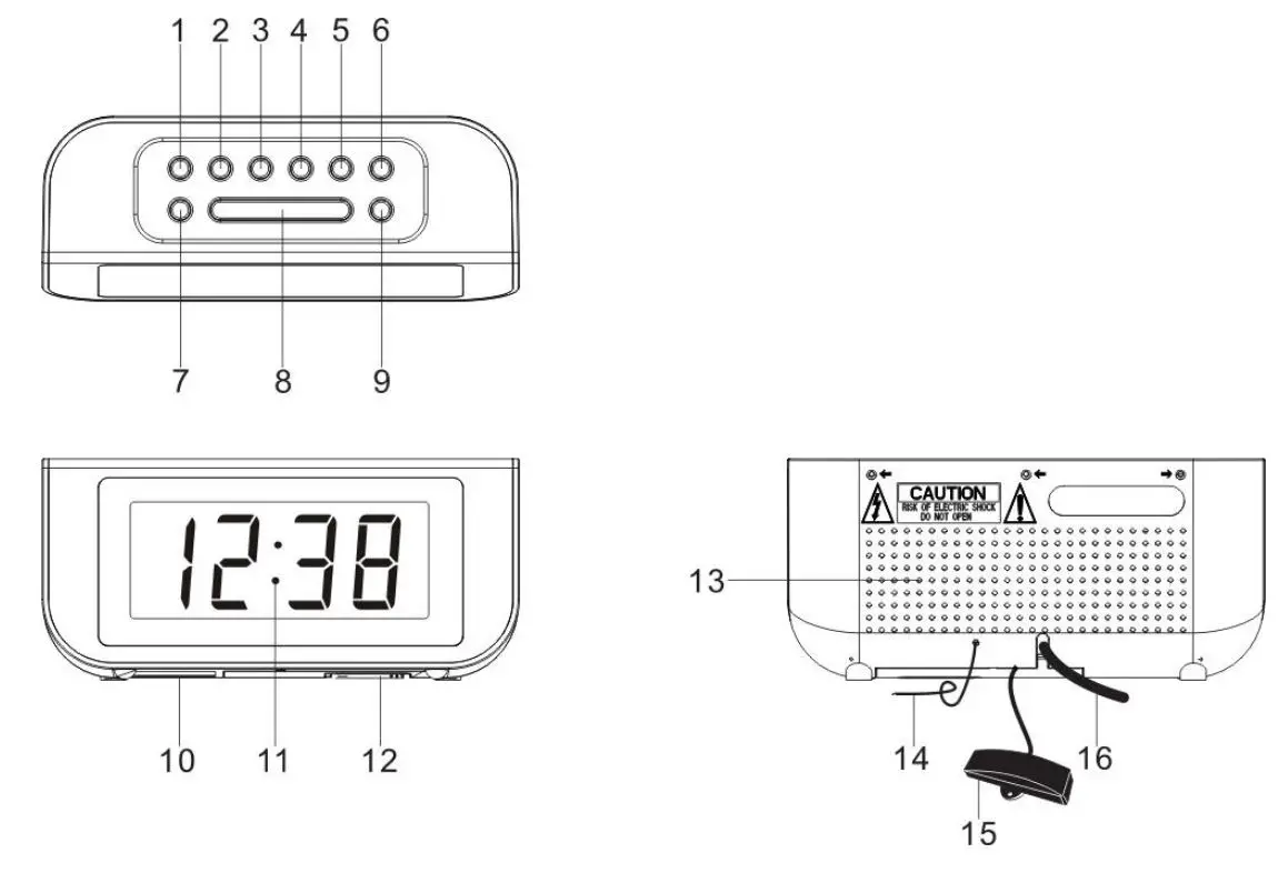 soundmaster FUR4005 Radio Alarm Clock FM Black Instruction Manual - Product overview
