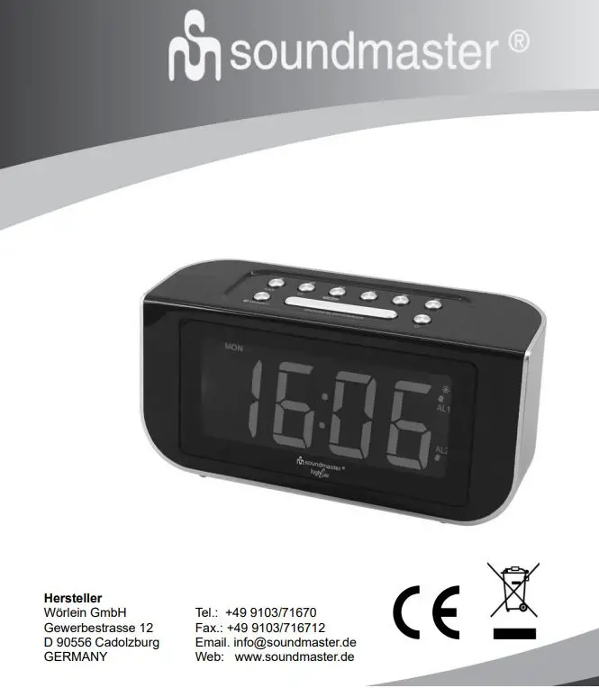 soundmaster FUR4005 Radio Alarm Clock FM Black Instruction Manual