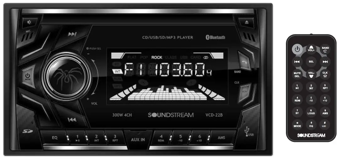 SOUNDSTREAM VCD-22B Double-DIN In-Dash CD Receiver
