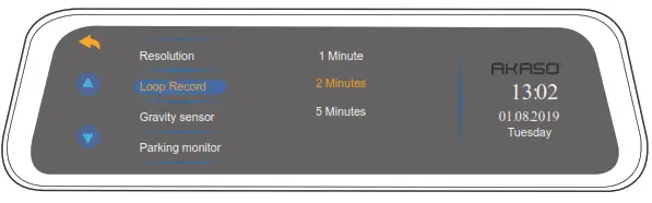 AKASO DL9 Mirror Dash Cam - Default setting 9