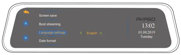 AKASO DL9 Mirror Dash Cam - Language