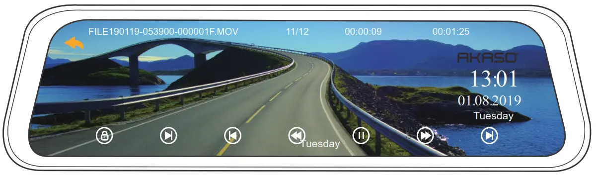 AKASO DL9 Mirror Dash Cam - Playback3