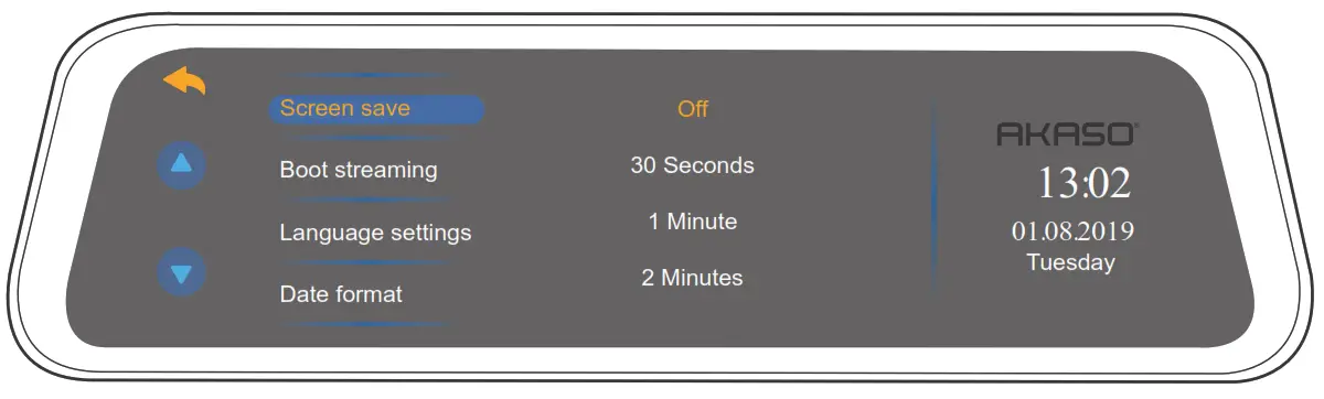 AKASO DL9 Mirror Dash Cam - Screen Save