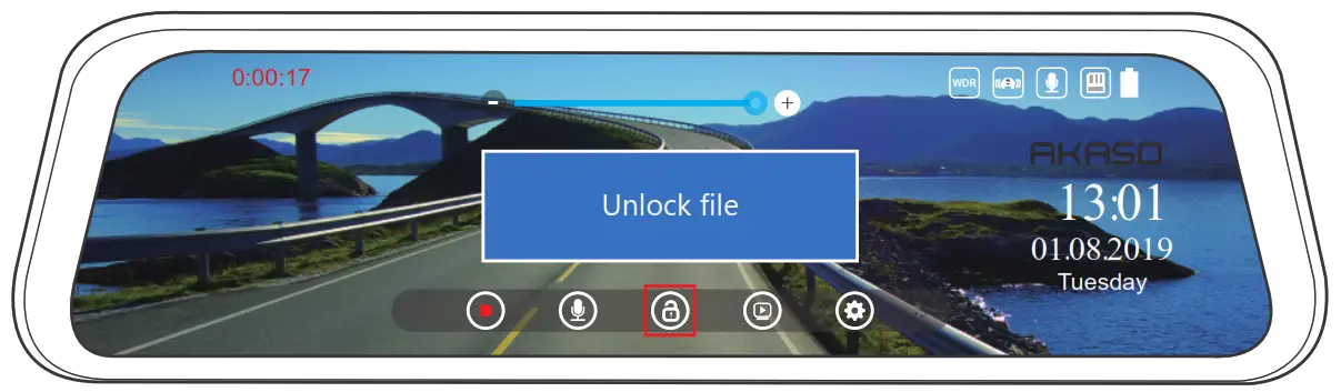 AKASO DL9 Mirror Dash Cam - current recording video