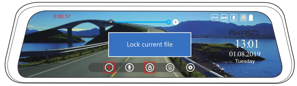 AKASO DL9 Mirror Dash Cam - current video