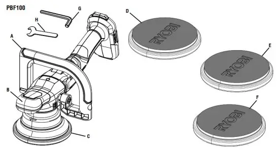 RYOBI PBF100 18 Volt 5 Inch Variable Speed Dual Action Polisher - fig 1
