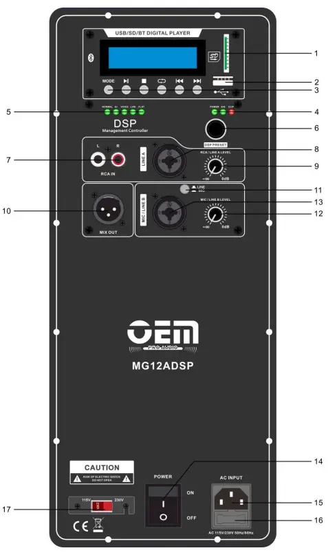 AUDIOTONE PROFESSIONAL MU-15DSP Plastic Professional Loudspeaker - Panel