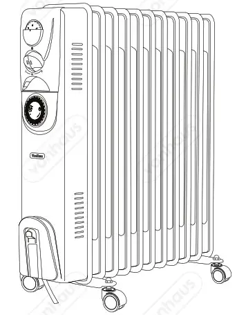 VonHaus 2514047 2500W 11 Fin Oil Filled Radiator with Timer - Cover