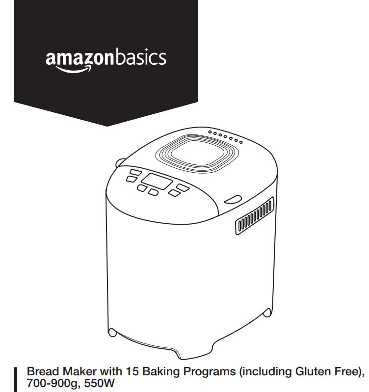 amazonbasics Bread Maker with 15 Baking Programs User Guide