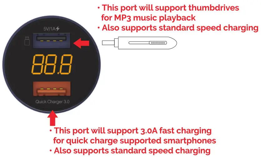 iSimple Bluetotoh 5.0 FM Transmitter - Music Playback