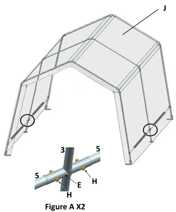 LAUREL CANYON HD-S0808 Gray Peak Style Portable Storage Shed Garage without Floor with Easy Slide Rail System - step2