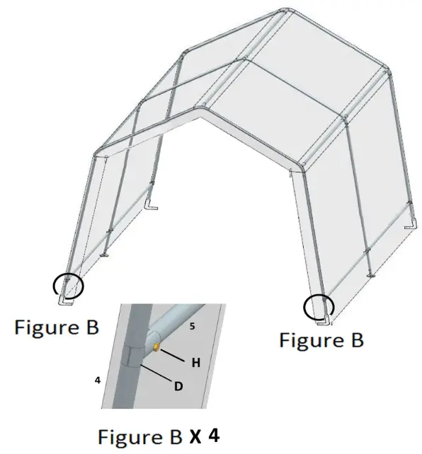 LAUREL CANYON HD-S0808 Gray Peak Style Portable Storage Shed Garage without Floor with Easy Slide Rail System - step3