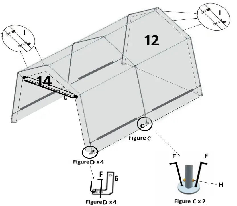 LAUREL CANYON HD-S0808 Gray Peak Style Portable Storage Shed Garage without Floor with Easy Slide Rail System - step4
