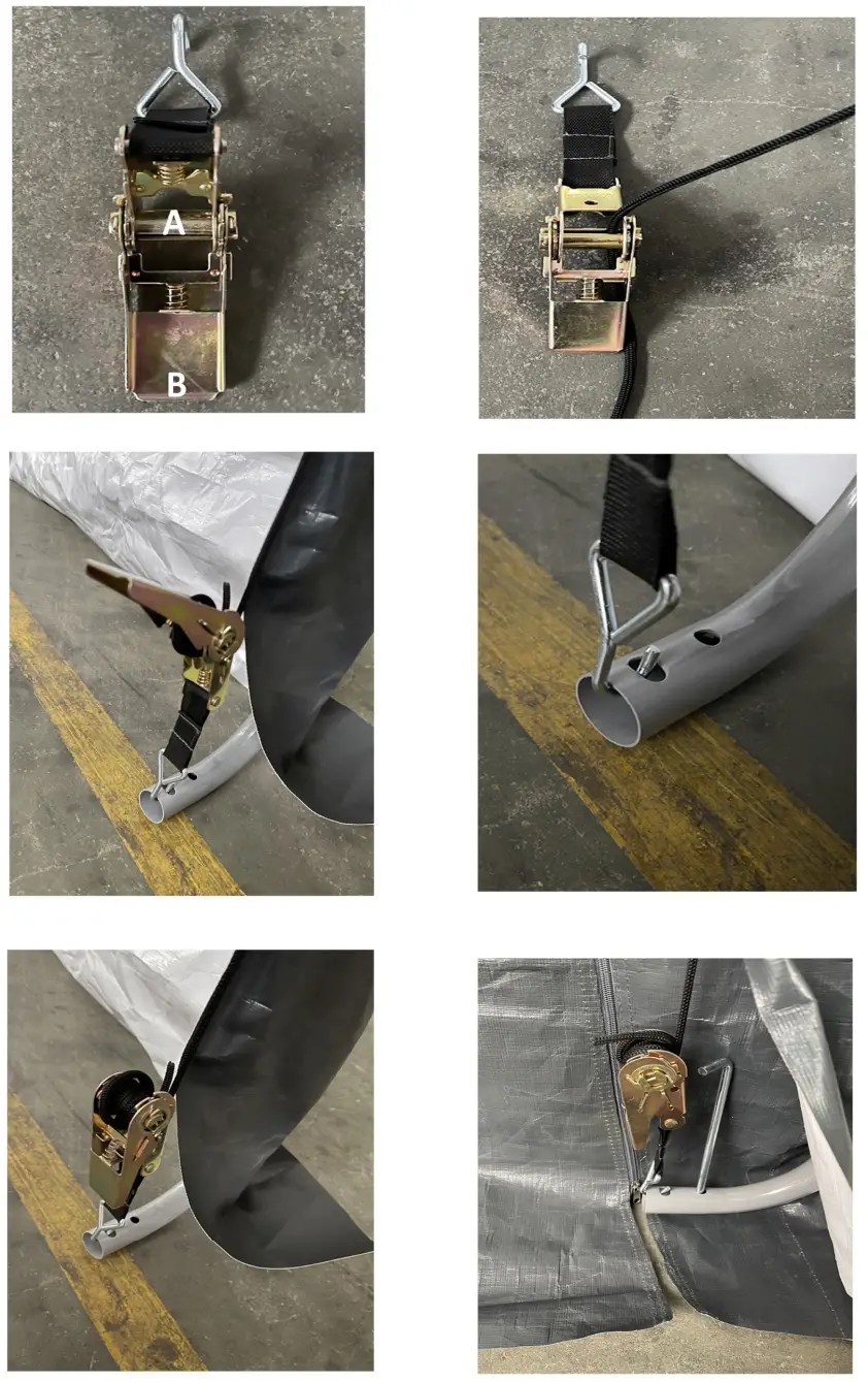 LAUREL CANYON HD-S0808 Gray Peak Style Portable Storage Shed Garage without Floor with Easy Slide Rail System - step5