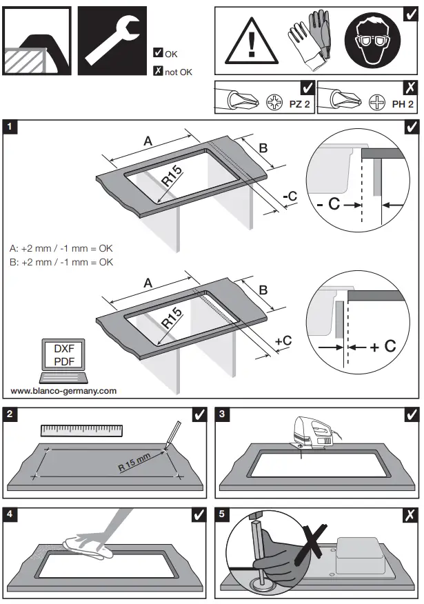 525306 PLEON 6 InFino Silgranit Beton-Style Installation Instruction illustation
