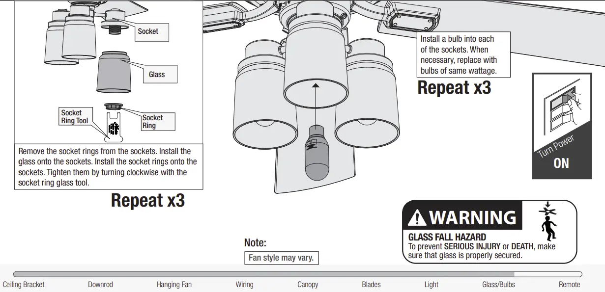 Installing the Bulbs and Glass