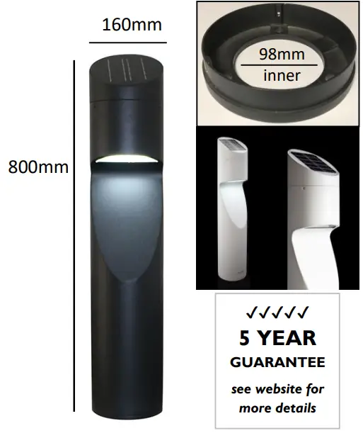 LUMENA ECCENTRICA Professional Solar Bollard Light - SPECIFICATIONS