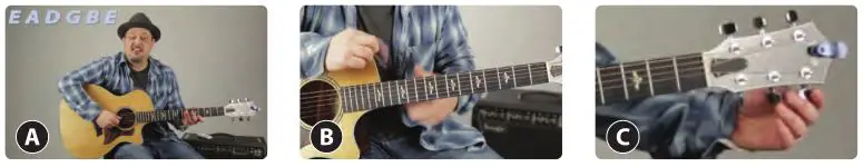 PYLE GUITAR PGACLS all Series 6-String Classic Guitar - Memorize what the strings & the tuners of the guitar