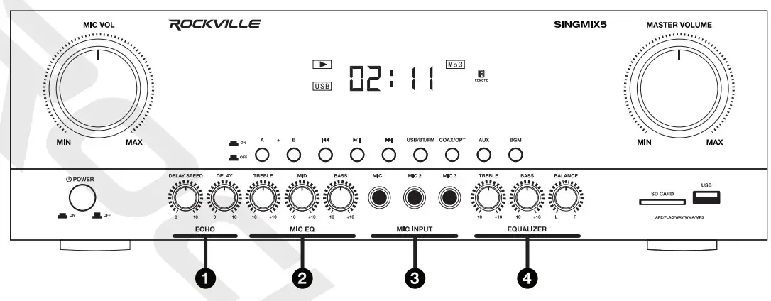 ROCKVILLE SINGMIX5 2000W Professional karaoke Receiver - mic
