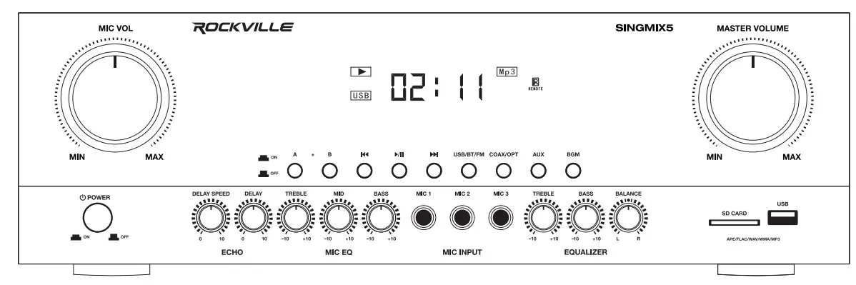 ROCKVILLE SINGMIX5 2000W Professional karaoke Receiver