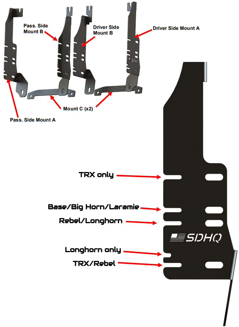SDHQ 2019 Ram 1500 TRX Dual Behind the Grille 10 Inch Light Mount - fig