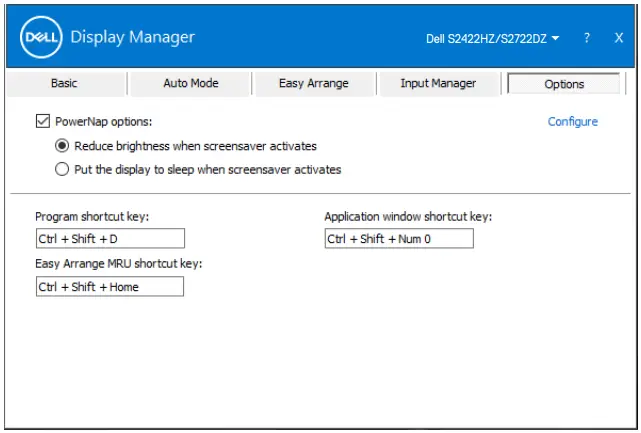 DELL S2422HZ S2722DZ Video Conferencing Monitor User Guide - Applying energy conservation features