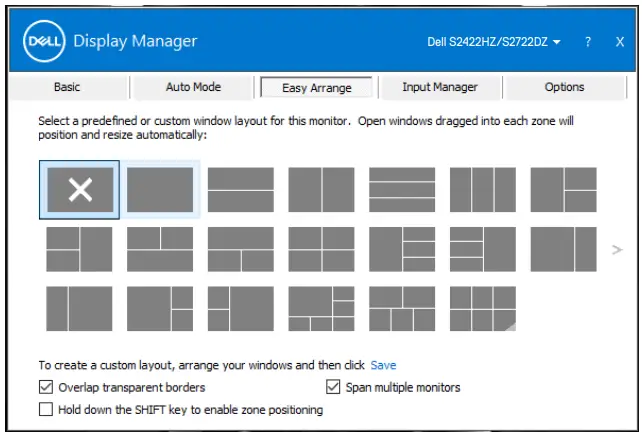 DELL S2422HZ S2722DZ Video Conferencing Monitor User Guide - Organizing Windows with Easy Arrange