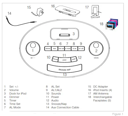 Homedics SS-6510BLK SoundSpa Fusion Alarm Clock Radio Sound Machine - SAVE THESE INSTRUCTIONS
