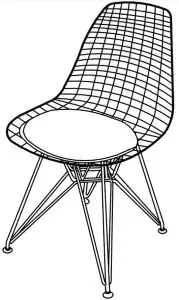 MATT BLATT MBEAMEW2DBA Set of 2 Replica Eames Wire Chair