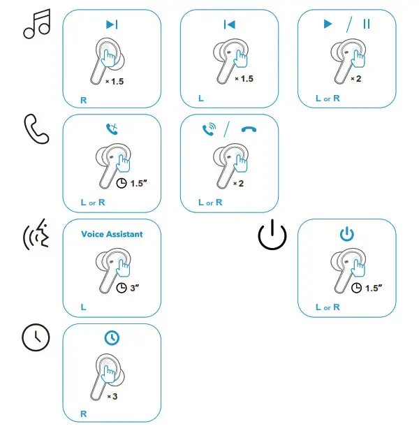 QCY T13 True Wireless Earbuds- BUTTON CONTROLS