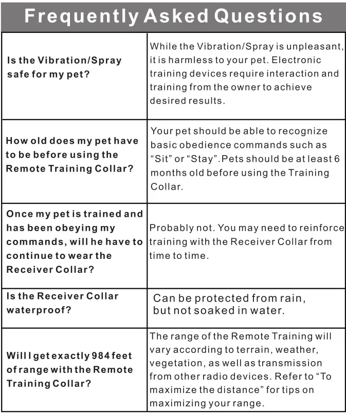 PATPET Remote spray trainer - Frequently Asked Questions 1