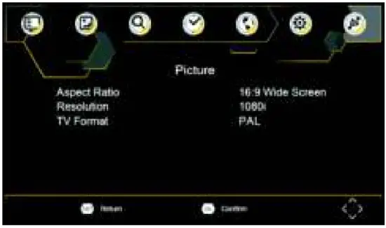 Lenco TFT 1028BK Portable Television HD - Video Setting