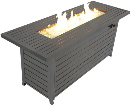 Afoxsos WELLFP-RA 57 Inch Dark Brown Outdoor Propane Gas Metal Fire Pit Table