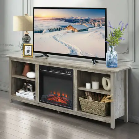 Gymax GYM06611 Electric fireplace Up to 65 in Gray (2-Tier)