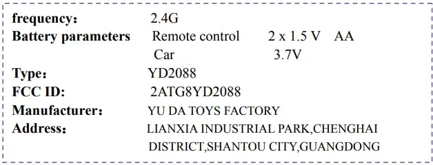 YU DA TOYS FACTORY YD2088 Remote Control Car 1