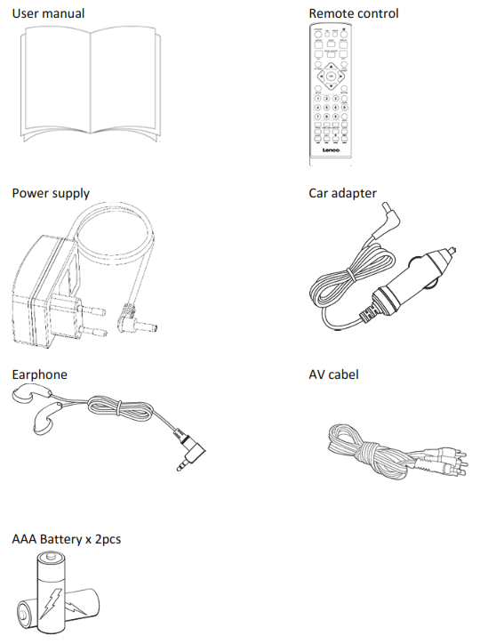 Lenco BRP-1150 11.5-Inch Portable Bluray and DVP - Accessories