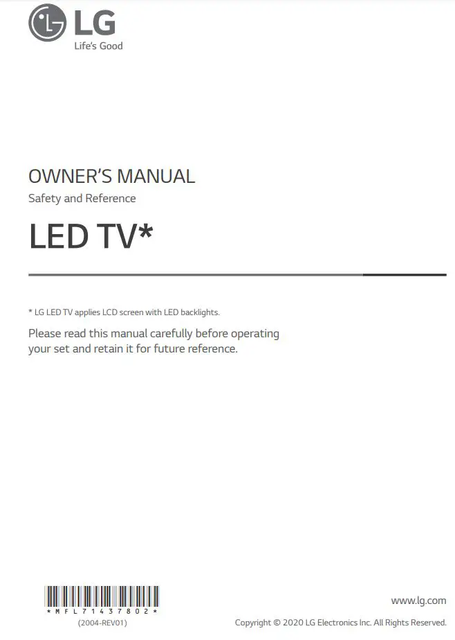 LG LED TV Owner’s Manual