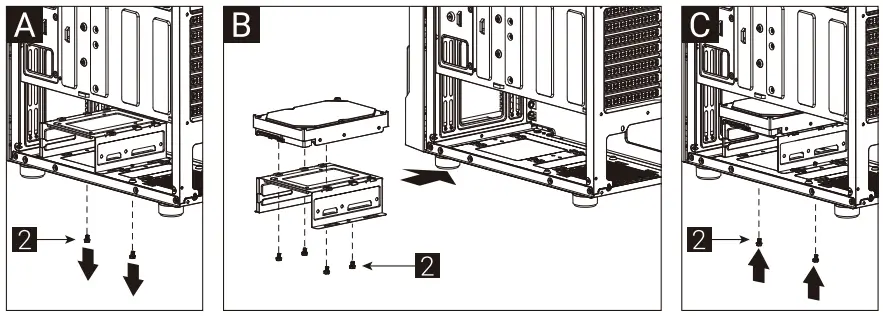 AeroCool Menace Saturn FRGB Computer Case - (4b) Install 3.5” HDD x 1