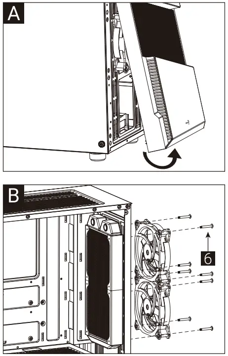 AeroCool Menace Saturn FRGB Computer Case - (6a) Install Front Radiator x 1