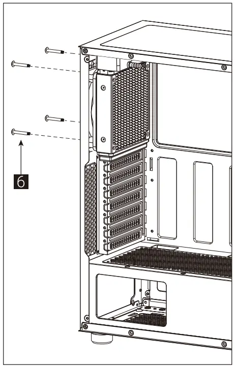 AeroCool Menace Saturn FRGB Computer Case - (6b) Install Rear Radiator x 1