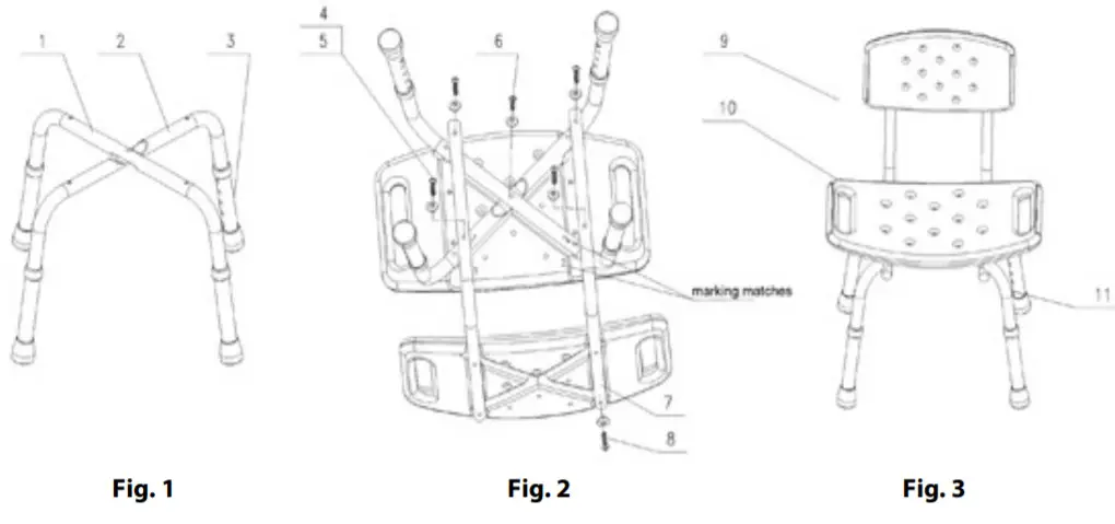 aidapt Shower Chair - ASSEMBLY DIAGRAM