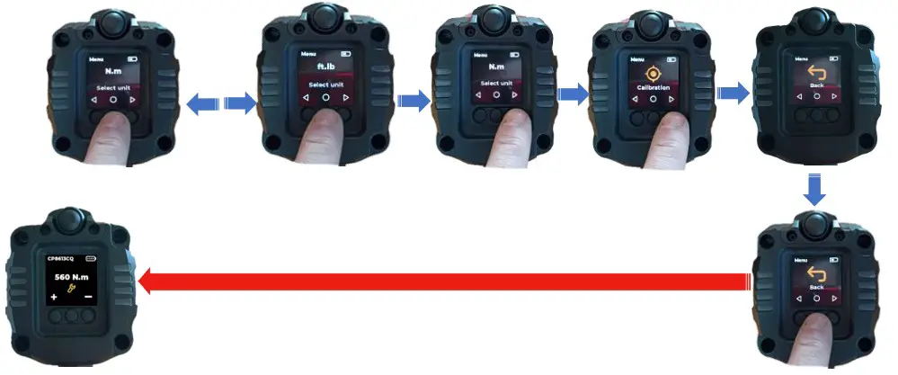 Chicago Pneumatic CP86 Series Battery Torque Wrench - Units selection menu